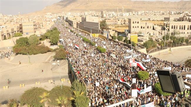 Mass rally held in Sanaa against Saudi onslaught on Yemen