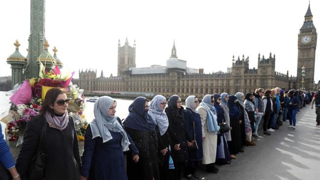 Muslim women rally in London in solidarity with attack victims