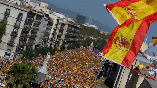  In Catalonia, large group of demonstrators oppose independence